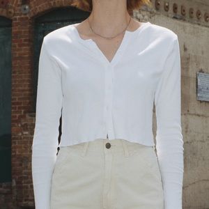 Brandy Melville Veronica White Long Button Top